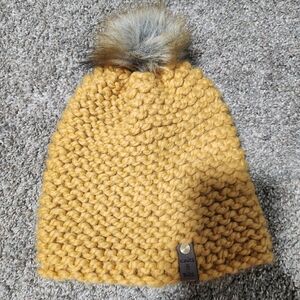 Mustard Knit Hat with Pom Pom